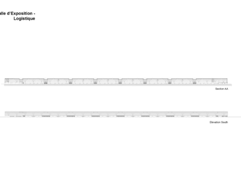 Hall des expositions-logistique section and elevation