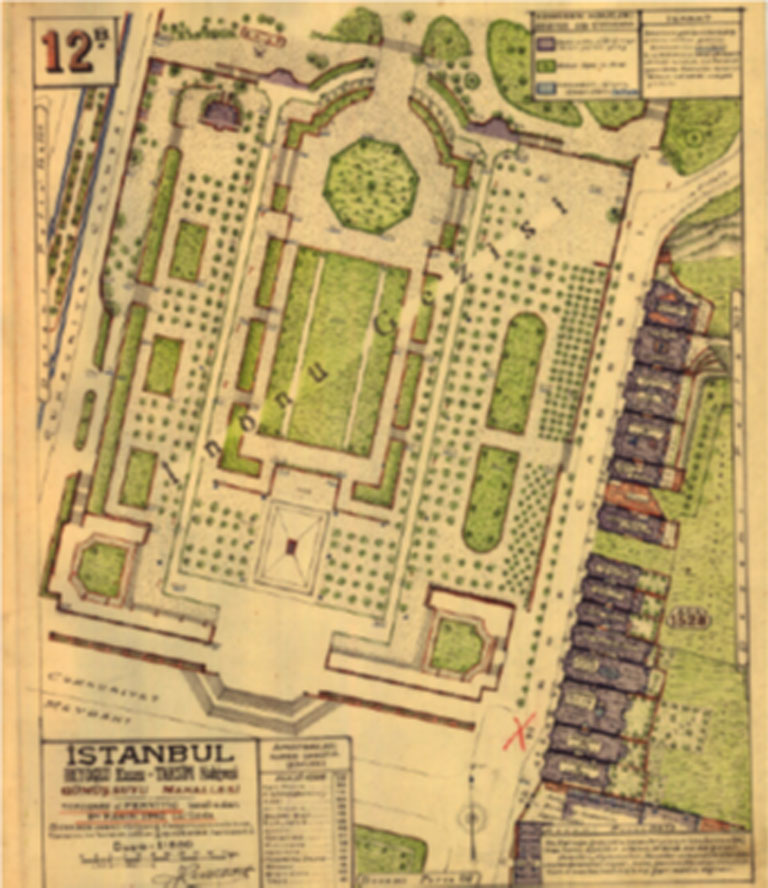Resim 7. 1943 tarihli Pervitich planı, İstanbul II Nolu Kültür ve Tabiat Varlıklarını Koruma Kurulu fotoğraf arşivi.