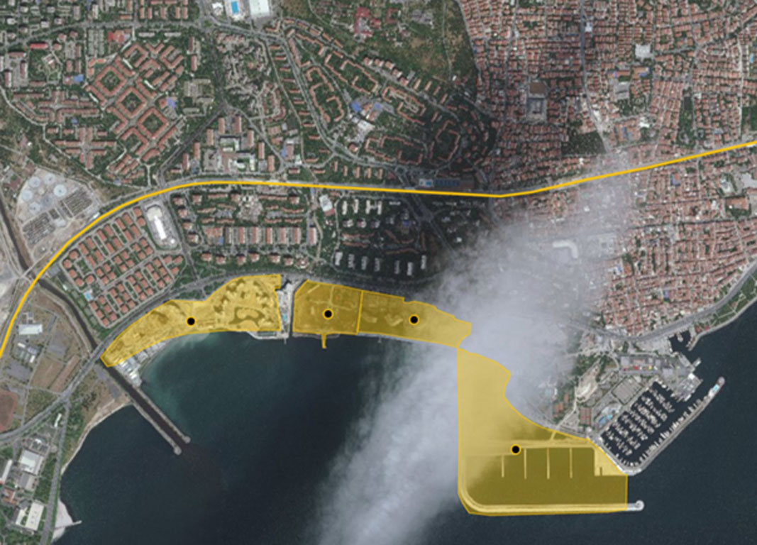 Resim 1. Ataköy bölgesindeki Sea Pearl, Ataköy Blumar, Yalı Ataköy projelerinin konumları ve büyüklükleri.