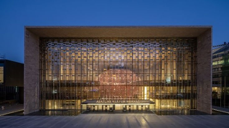 Resim 8, 9. 2021 Atatürk Kültür Merkezi cephe görüntüsü (URL-6).Image 8, 9. 2021 Atatürk Cultural Center facade view (URL-6).