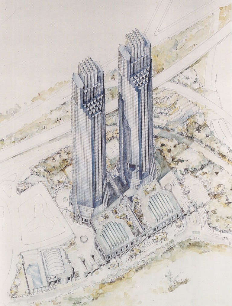Resim 6. Konumunun ilham ettiği bir mimarlık (İş Bankası Genel Müdürlüğü (ilk proje), Levent, İstanbul, 1988).