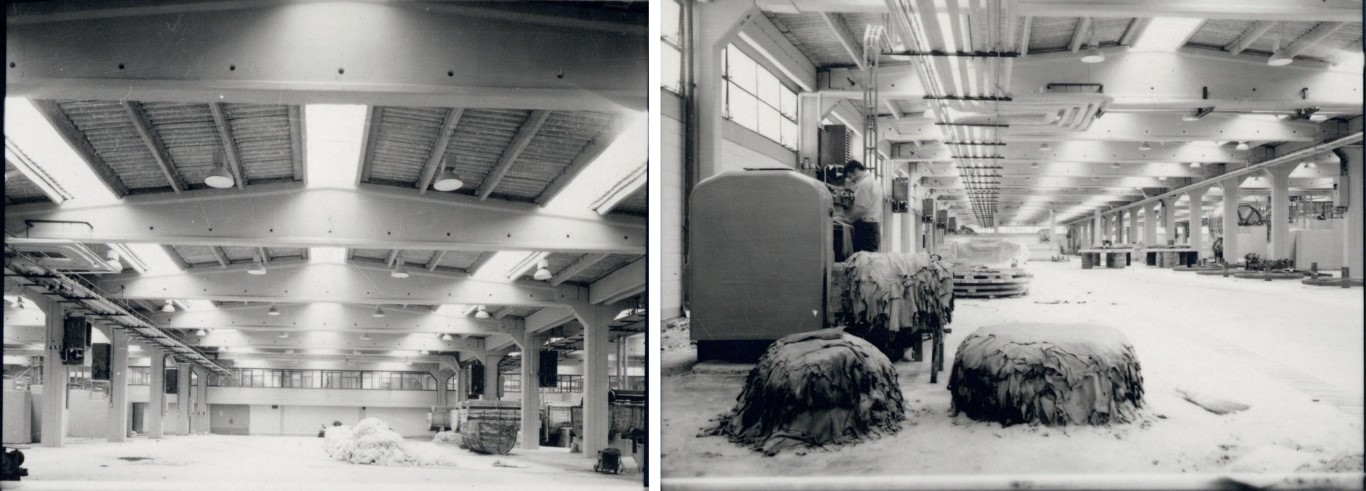 Resim 4-5. Küçükbaş ham deri işleme binası iç mekan fotoğrafları (Günay, 1974).Image 4-5. Interior photos of the rawhide processing building (Günay, 1974).

