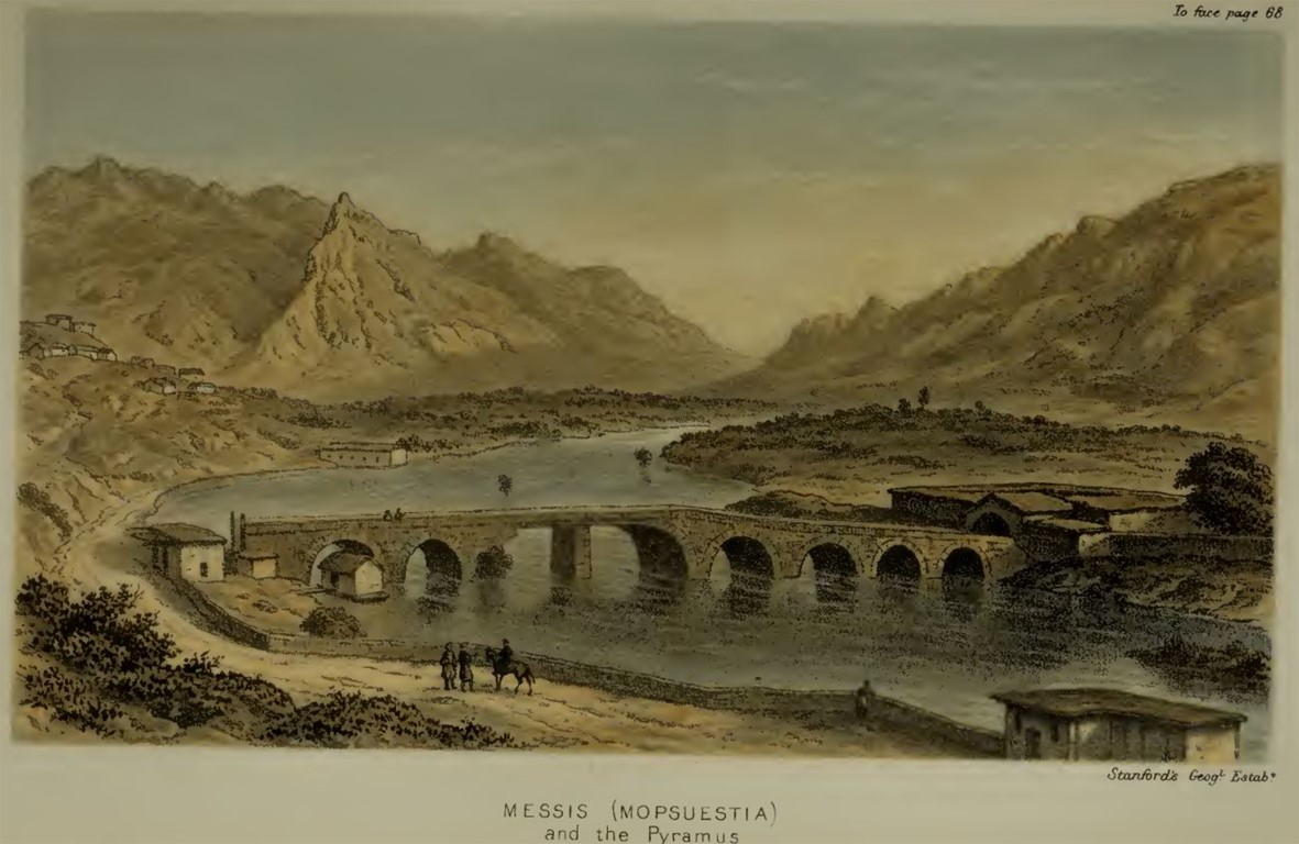 Resim 6. Misis Köprüsü ve yakın çevresi (Davis, 1879).Image 6. Misis Bridge and its surroundings (Davis, 1879).
