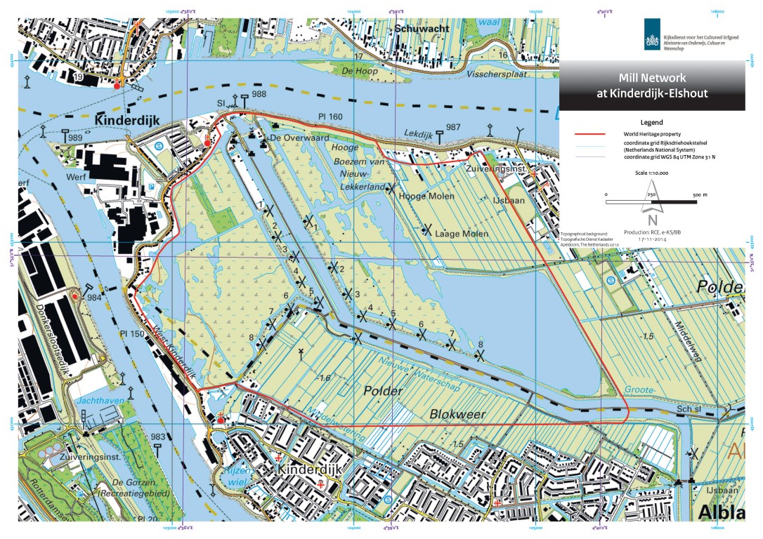 Şekil 2. Kinderdijk-Elshout Değirmen Ağı Dünya Miras Alanı Planı (URL 12).Figure 2. Site plan of Mill Network at Kinderdijk-Elshout (URL 12).