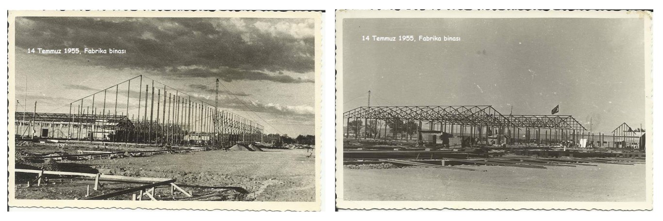 Resim 1. Malatya Şeker Fabrikası’nın 1955 yılına ait yapım aşaması imajları, (Yerleşke arşivi, 2020).Image 1. Images of Malatya Sugar Factory’s construction process in 1955 (Settlement archive, 2020).