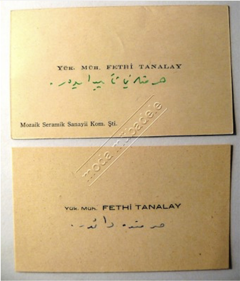 Resim 1. Betebe'nin Kurucularından Fethi Tanalay’a ait iki kartvizit (6).Image 1. The business cards of Fethi Tanalay, one of the founders of Betebe (6).