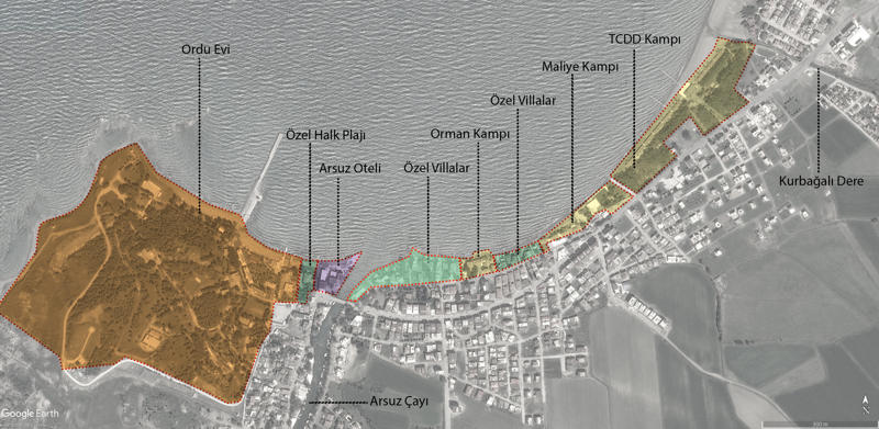 Resim 2. Arsuz, 2014 yılı mülkiyet durumu ve sahile erişim.