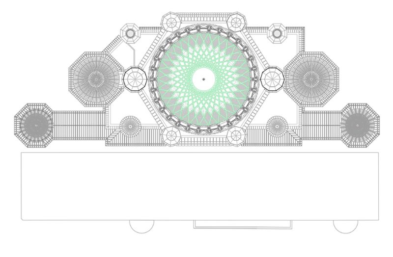 Şekil 4. Taksim camii kubbe planı çizimi (25).Figure 4. Taksim mosque dome plan drawing (25).  